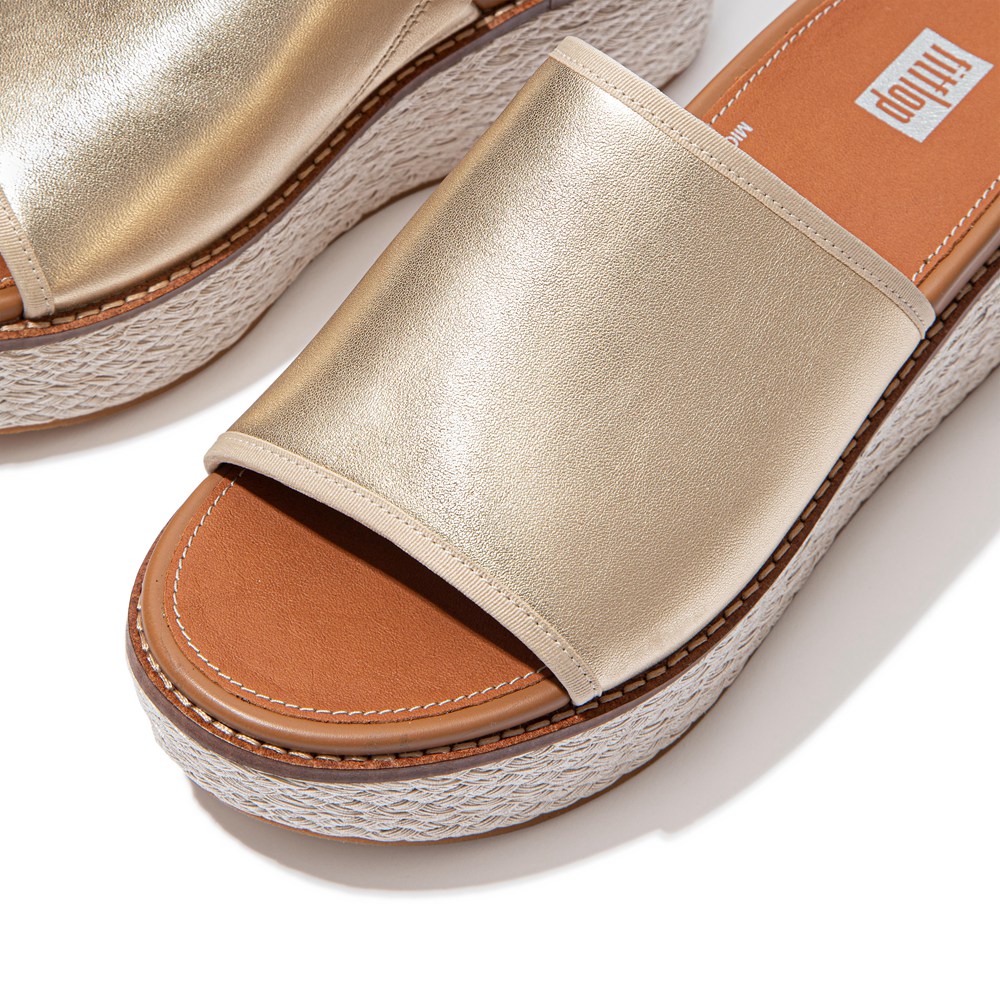 Fitflop Womens Wedge Gold - Eloise Mixed-metallics Slides - UX4253689